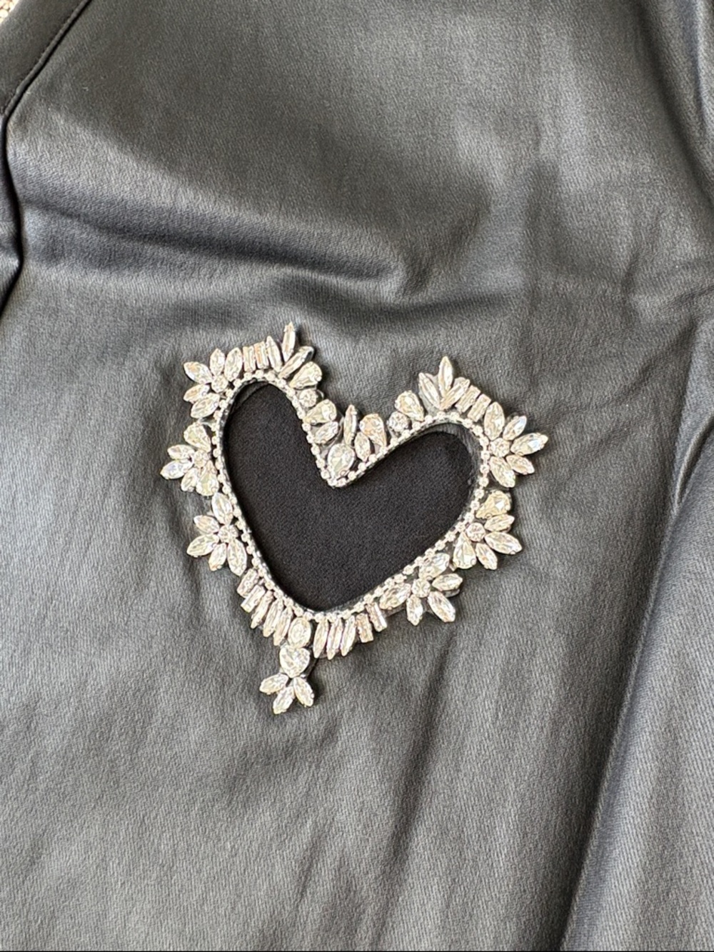Black Wide-Leg Jeans with Heart Appliqué Trim - Picture 3 of 7